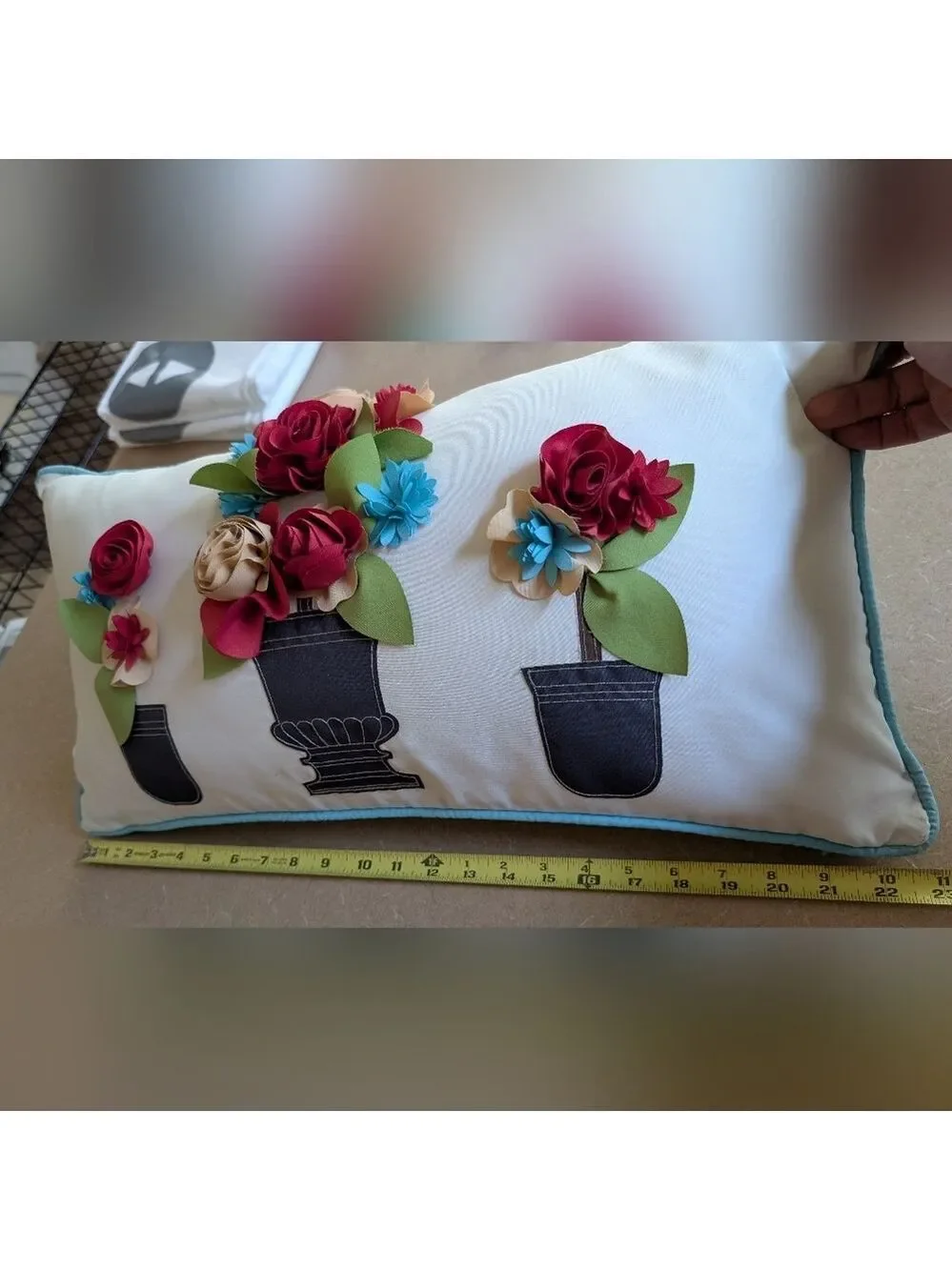 3D Floral Rectangular Decorative Pillow